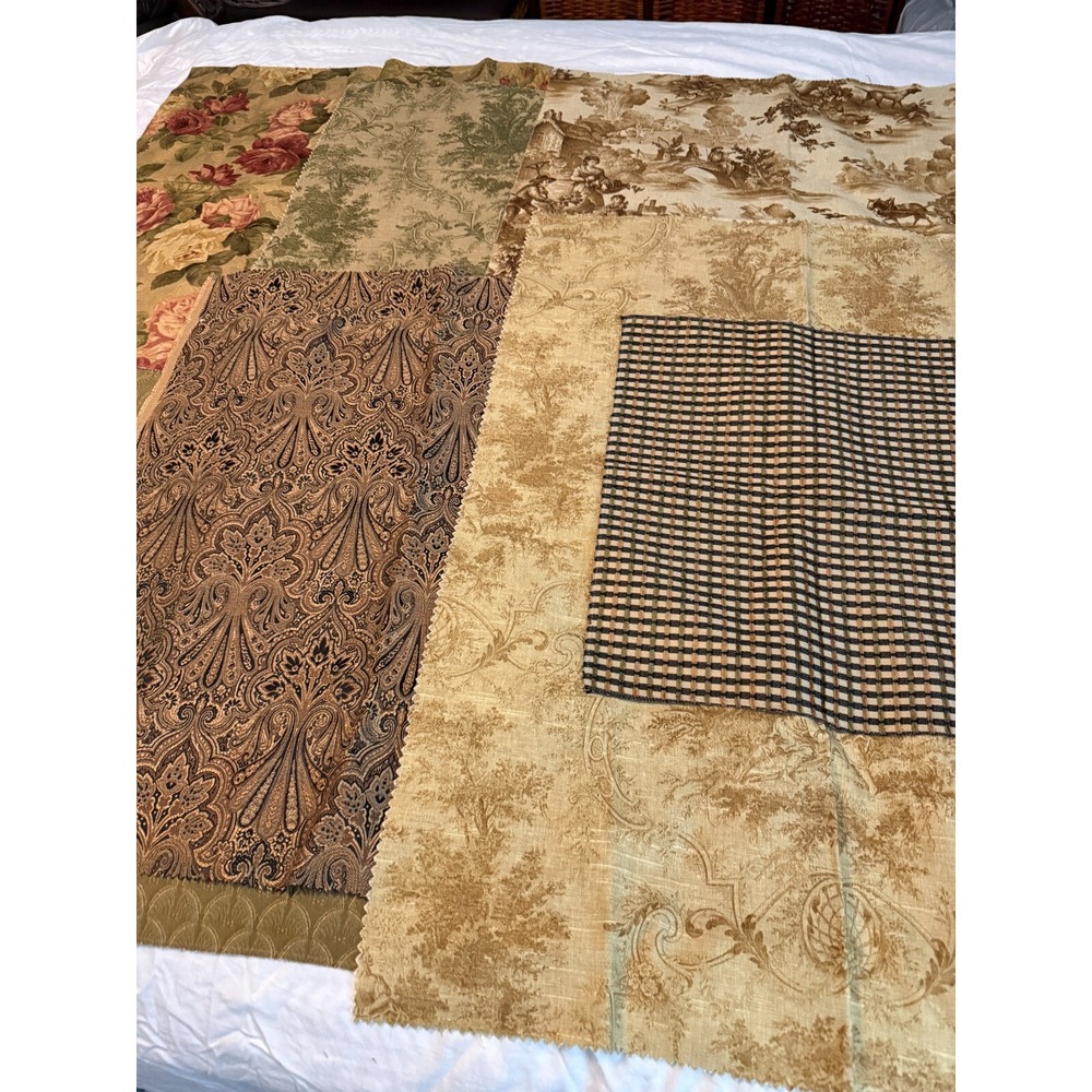 Lot of 7 shades of brown print designs fabrics 25" by 25" and‎ etc samples beige